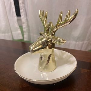 2pcs ceramic Ring Holder Dish Storage / Deer design